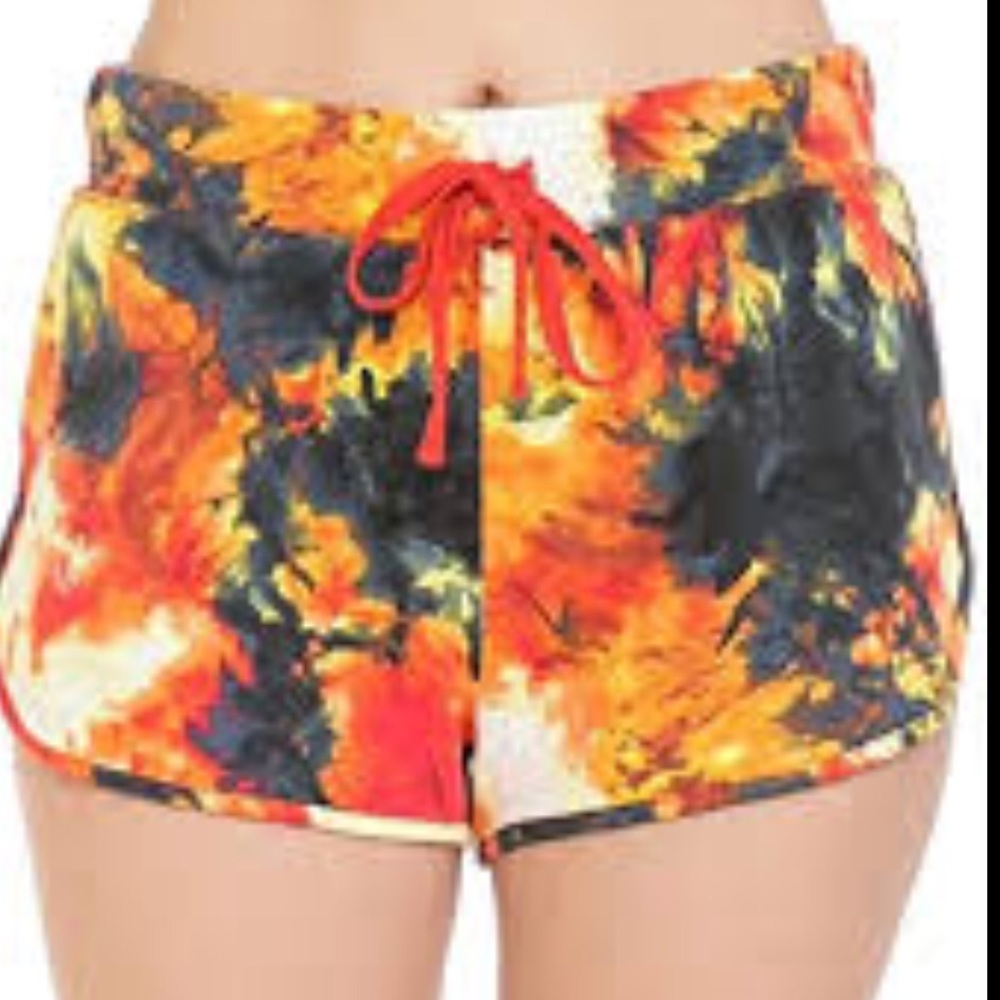 🌻NWT AMBIANCE 3X TIE DYE MULTICOLOR JOGGER SHORTS - Picture 5 of 11
